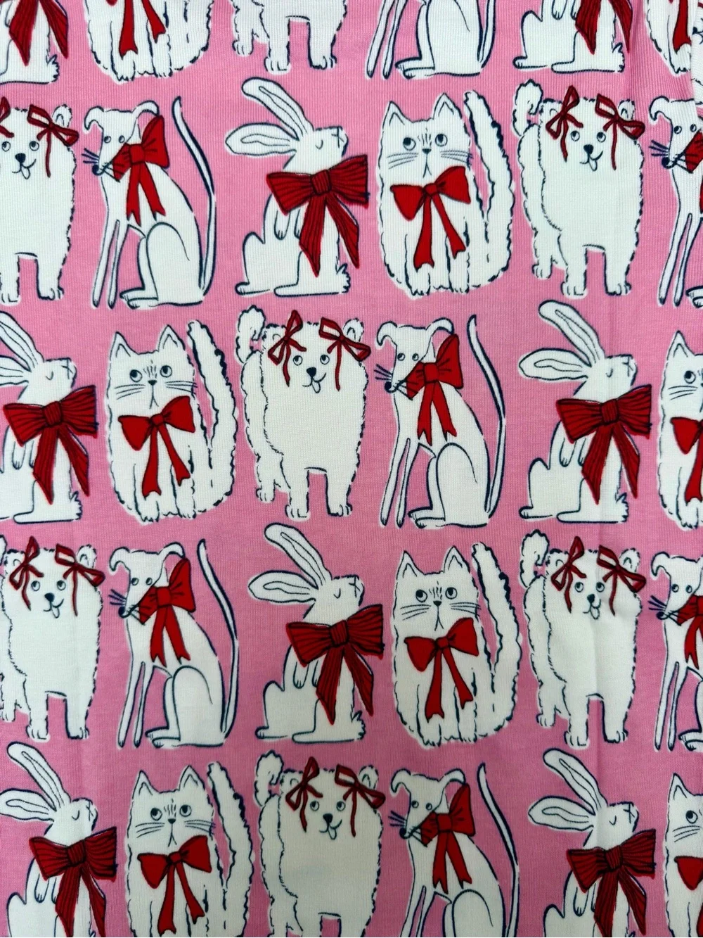 Mini Boden Girls Pajamas NWT Size 11Y Pink Cats Bunnies Bow Print